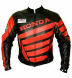 Black Red Honda Motorcycle Leather Jacket
