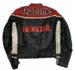 Black Red Honda RR Motorcycle Racing Leather Jacket - Image 2