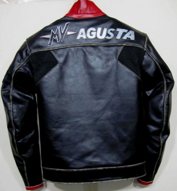 Black Red MV Agusta Corse Motorcycle Leather Jacket - Image 2