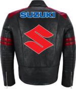 Black Red Suzuki Motorcycle Racing Leather Jacket - Image 2