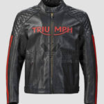 Black Red Triumph Racing Motorcycle Leather Jacket