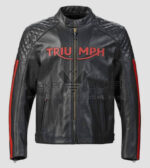 Black Red Triumph Racing Motorcycle Leather Jacket