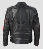 Black Red Triumph Racing Motorcycle Leather Jacket - Image 3