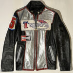 Black Silver Triumph 5 Motorcycle Leather Jacket