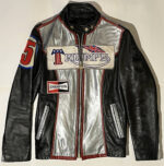 Black Silver Triumph 5 Motorcycle Leather Jacket