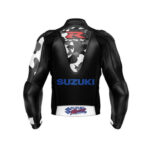 Black Suzuki GSXR Motorcycle Racing Leather Jacket - Image 2