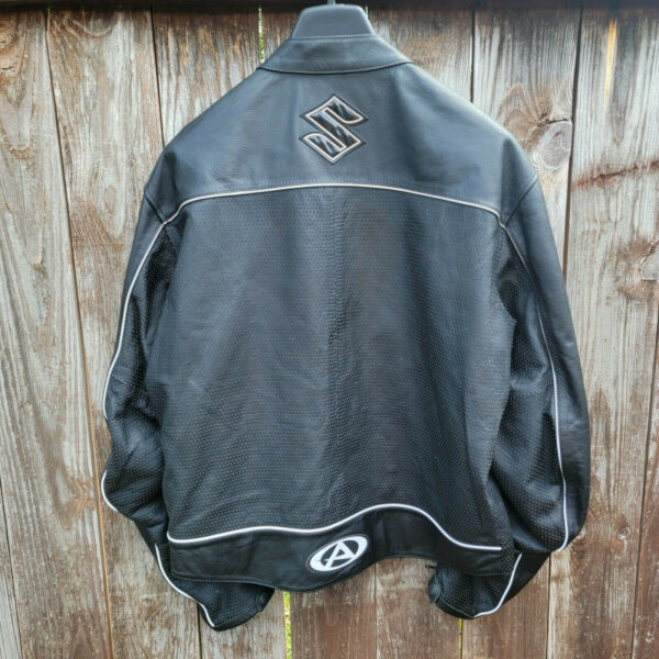 Black Suzuki Motorcycle Racing Leather Jacket - Image 2