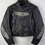 Black Triumph Racing Motorcycle Leather Jacket