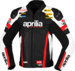 Black White Aprilia Motorcycle Racing Leather Jacket