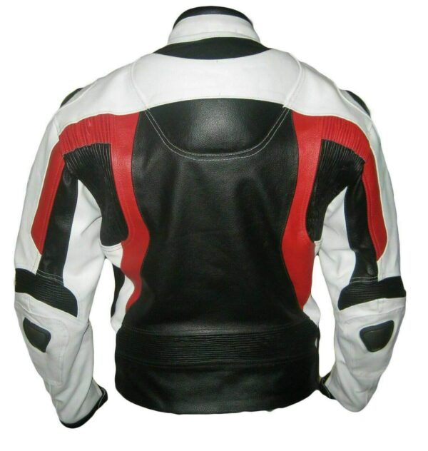 Black White BMW Motorcycle Leather Jacket - Image 3