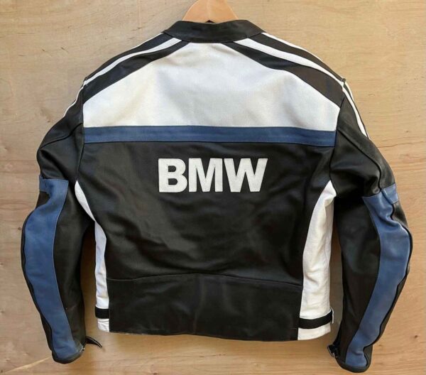 Black White BMW Motorcycle Racing Leather Jacket - Image 2