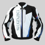 Black White Suzuki Motorcycle Racing Textile Jacket