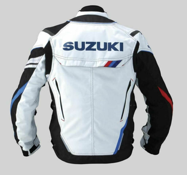 Black White Suzuki Motorcycle Racing Textile Jacket - Image 2