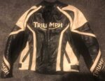 Black White Triumph Motorcycle Racing Leather Jacket