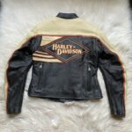 Black Yellow Harley Davidson Vintage Leather Jacket