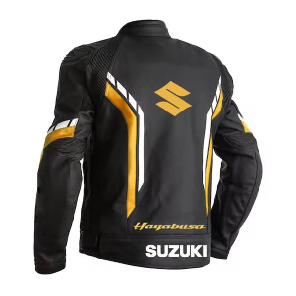 Black Yellow Suzuki Hayabusa Motorcycle Leather Jacket - Image 2