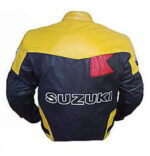 Black Yellow Suzuki Motorcycle Racing Leather Jacket - Image 2