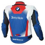 Blue White BMW Motorcycle Racing Leather Jacket - Image 2