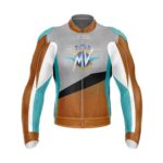 Brown Gray MV Agusta Motorcycle Racing Leather Jacket