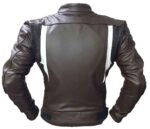 Brown White BMW Motorcycle Leather Jacket - Image 3