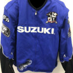 Detachable Sleeves Suzuki Motorcycle Blue Textile Jacket