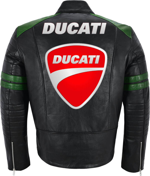 Ducati Black And Green Motorcycle Racing Leather Jacket - Image 2