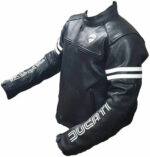 Ducati Black And White Motorcycle Leather Jacket - Image 2