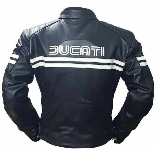Ducati Black And White Motorcycle Leather Jacket - Image 3