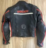 Ducati Black And White Motorcycle Racing Leather Jacket - Image 2