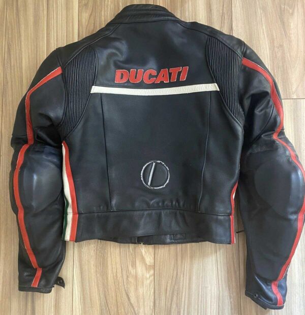 Ducati Black And White Motorcycle Racing Leather Jacket - Image 2