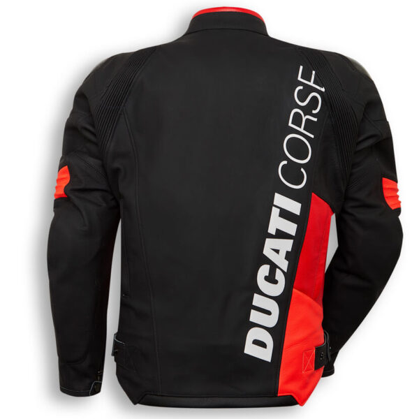 Ducati Corse Motorcycle Black Leather Jacket - Image 2