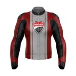 Ducati Corse Motorcycle Maroon And Gray Leather Jacket