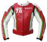 Ducati IOM 78 Motorcycle Red And White Leather Jacket