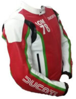 Ducati IOM 78 Motorcycle Red And White Leather Jacket - Image 2