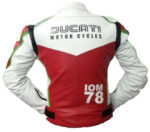 Ducati IOM 78 Motorcycle Red And White Leather Jacket - Image 3