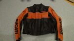 Ducati Motorcycle Black And Orange Leather Jacket