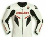 Ducati Motorcycle White And Black Leather Jacket
