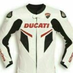 Ducati Motorcycle White And Black Leather Jacket