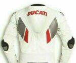 Ducati Motorcycle White And Black Leather Jacket - Image 2
