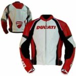 Ducati Motorcycle White And Red Leather Jacket