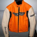Ducati Orange Motorcycle Racing Leather Jacket