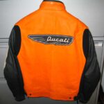 Ducati Orange Motorcycle Racing Leather Jacket - Image 2