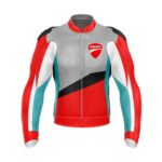 Ducati Red And Gray Motorcycle Racing Leather Jacket