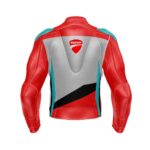 Ducati Red And Gray Motorcycle Racing Leather Jacket - Image 2