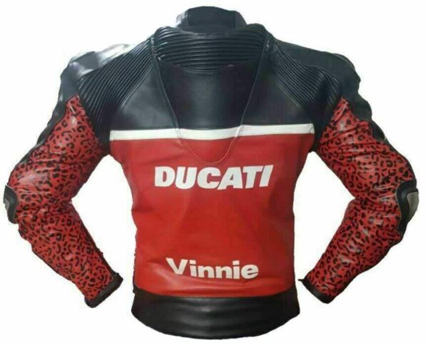 Ducati Vinnie Motorcycle Racing Leather Jacket - Image 2