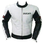 Ducati White And Black Motorcycle Racing Leather Jacket