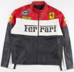Ferrari Black And White Motorcycle Racing Leather Jacket
