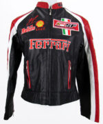 Ferrari Motorcycle Black And Red Leather Jacket