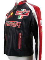 Ferrari Motorcycle Black And Red Leather Jacket - Image 3