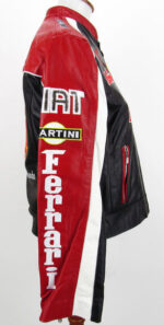 Ferrari Motorcycle Black And Red Leather Jacket - Image 4